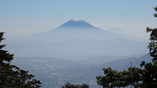 View of a volcano from afar